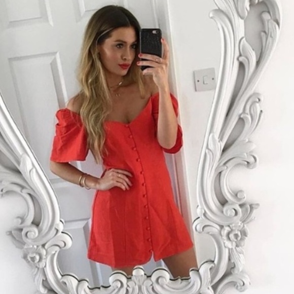 zara red button dress